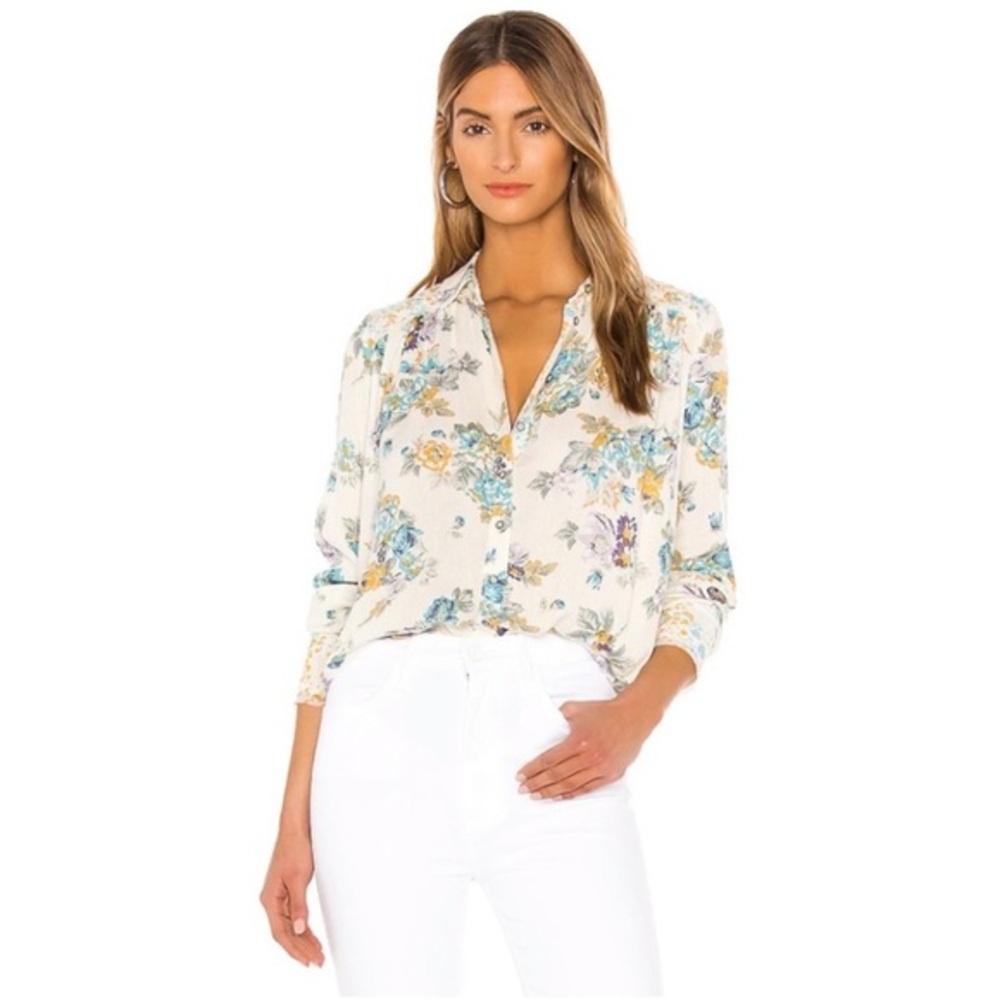 Free People Hold On to Me Floral Long Sleeve Blouse S